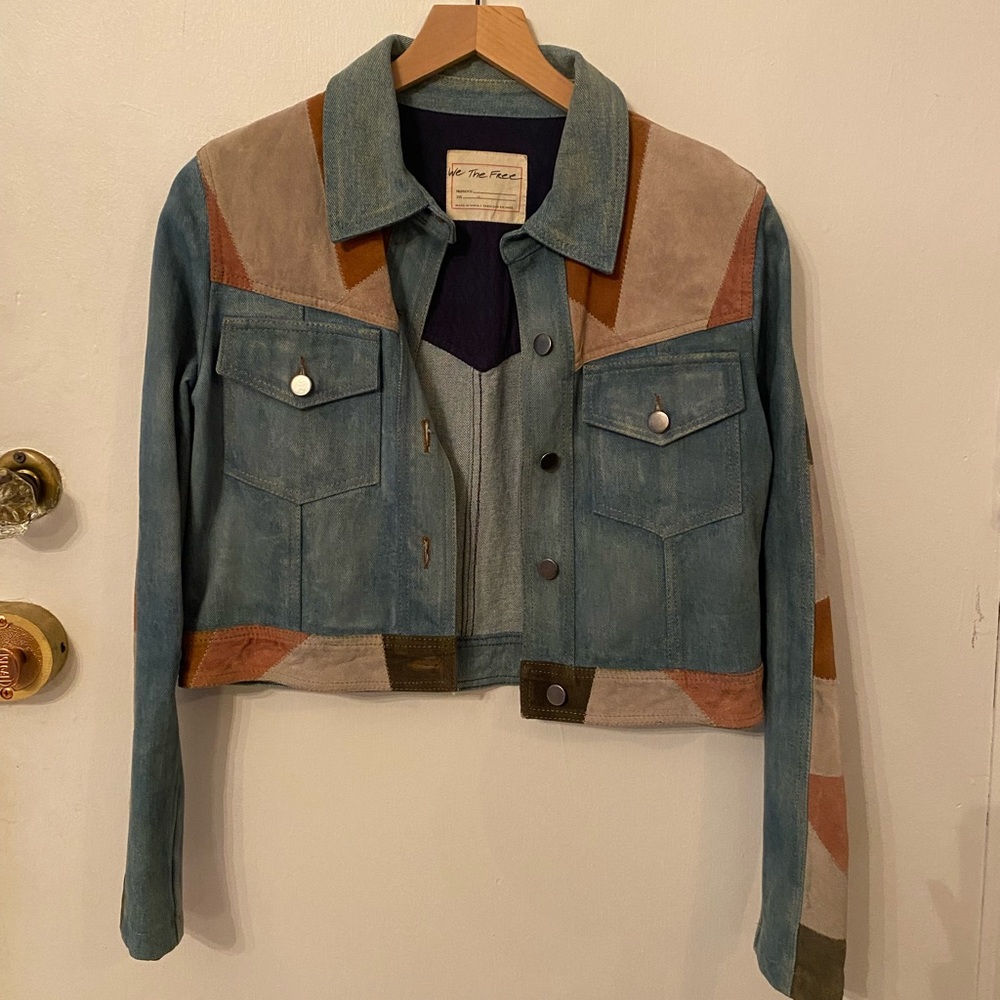 Free People Denim and Suede Jacket- XS